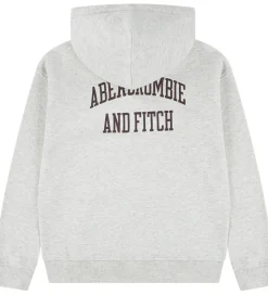 Abercrombie & Fitch Hættetrøje - Lysegråmeleret m. Print