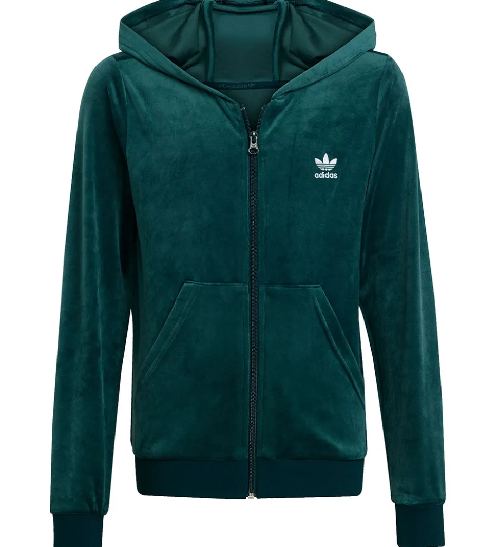 adidas Originals Cardigan - Velour - Aurora Ivy/Hvid