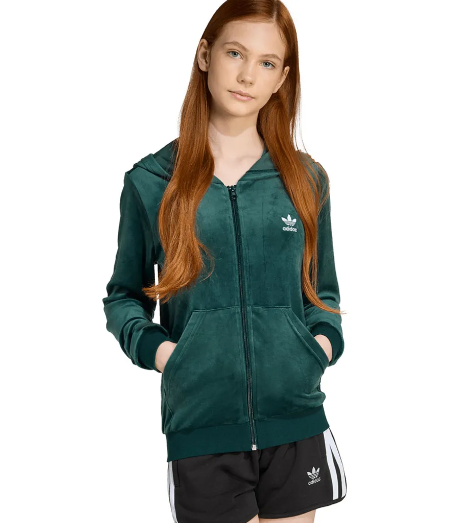 adidas Originals Cardigan - Velour - Aurora Ivy/Hvid