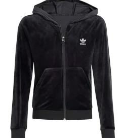 adidas Originals Hættetrøje - VELOUR Z HOODIE - Sort/Hvid