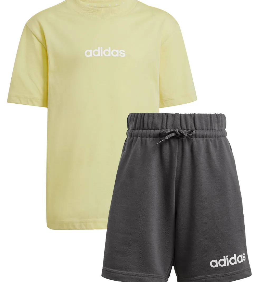 adidas Performance Sæt - T-shirt/Sweatshorts - Powder Yellow/Hvi
