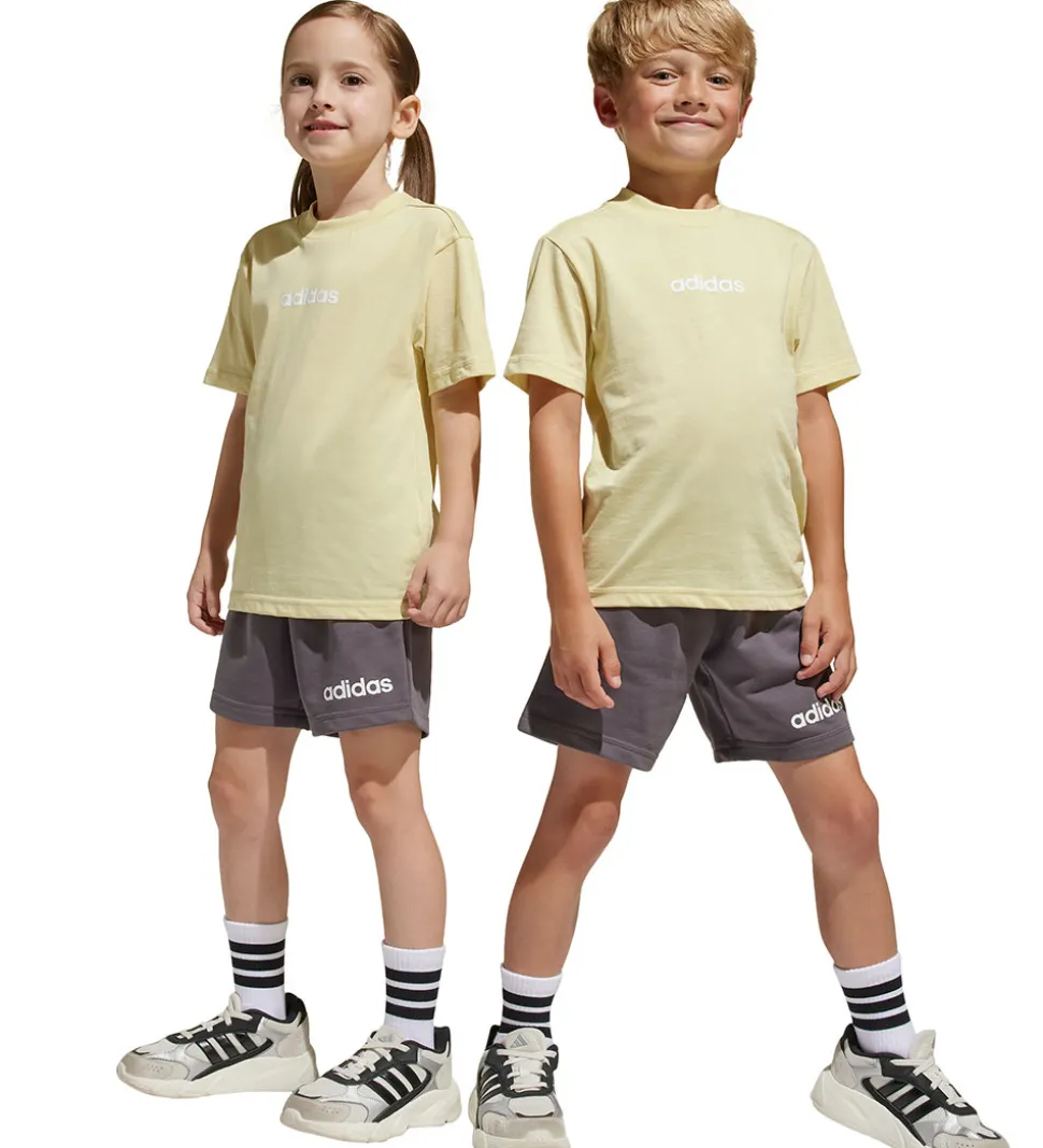 adidas Performance Sæt - T-shirt/Sweatshorts - Powder Yellow/Hvi