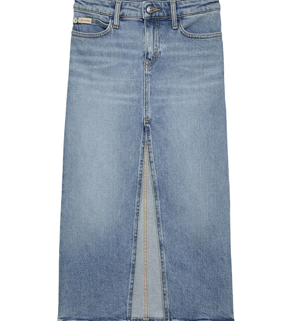 Calvin Klein Nederdel - Denim - Mid Rise Long - Cloudy Blue