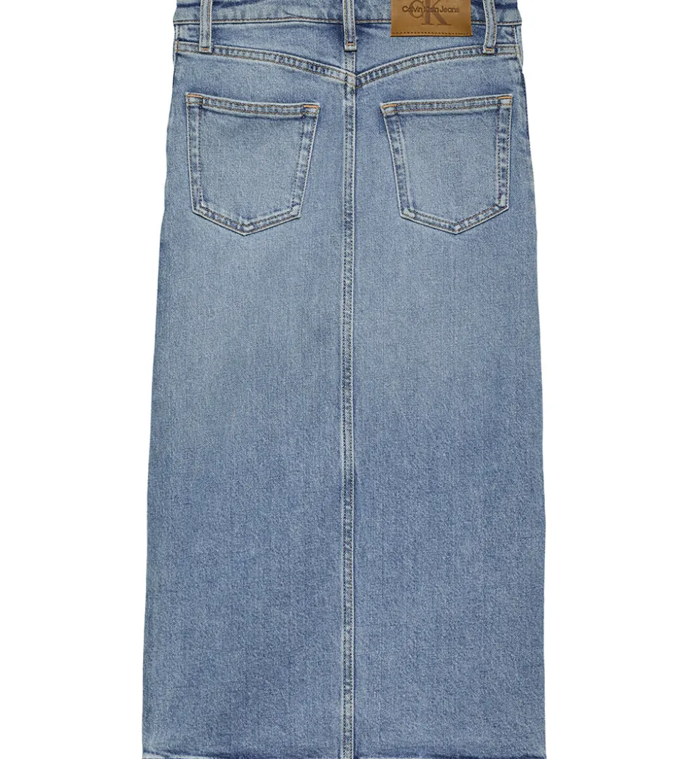 Calvin Klein Nederdel - Denim - Mid Rise Long - Cloudy Blue