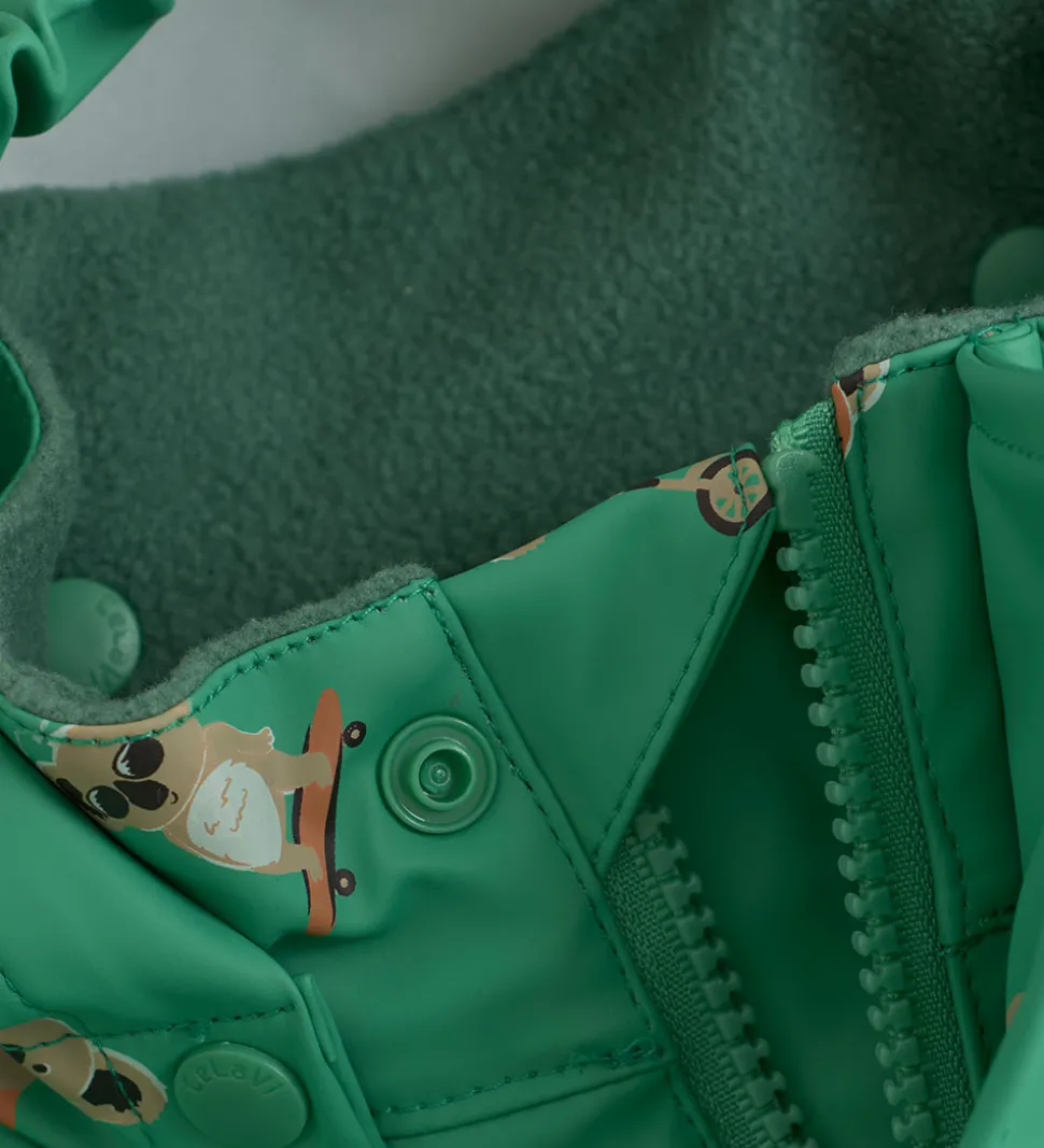 CeLaVi Regndragt m. Fleece - PU - Green Spruce