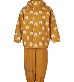 CeLaVi Regntøj - PU - Mineral Yellow m. Elefanter