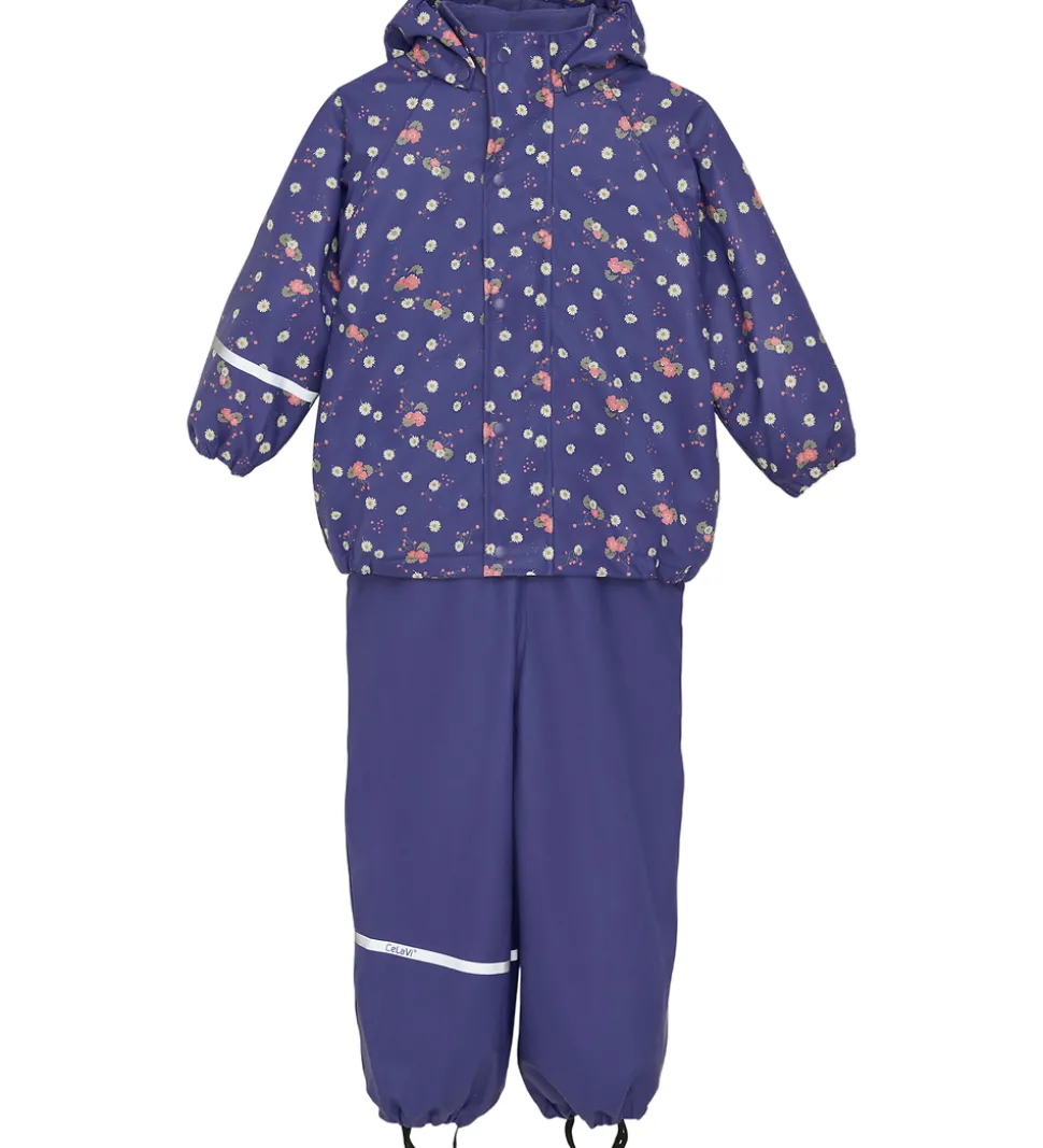 CeLaVi Regntøj m. Seler/Fleece - Recycle PU - Skipper Blue m. Pr