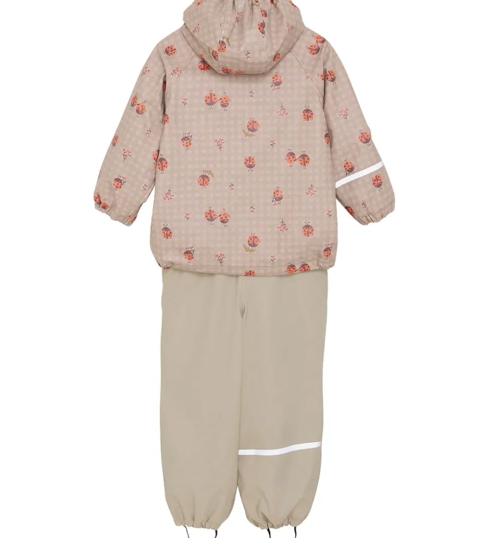 CeLaVi Regntøj m. Seler/Fleece - Recycle PU - Nasturtium m. Prin