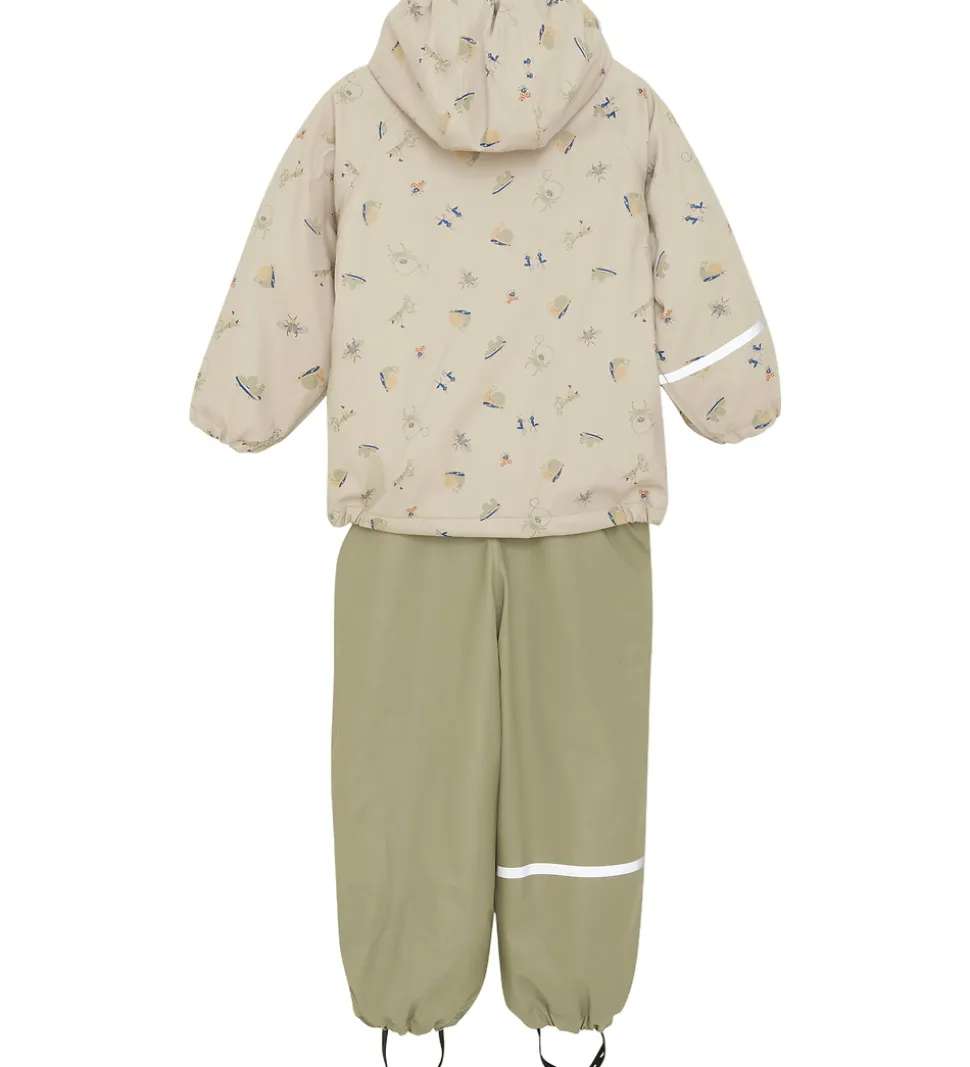 CeLaVi Regntøj m. Seler/Fleece - Recycle PU - White Pepper m. Pr