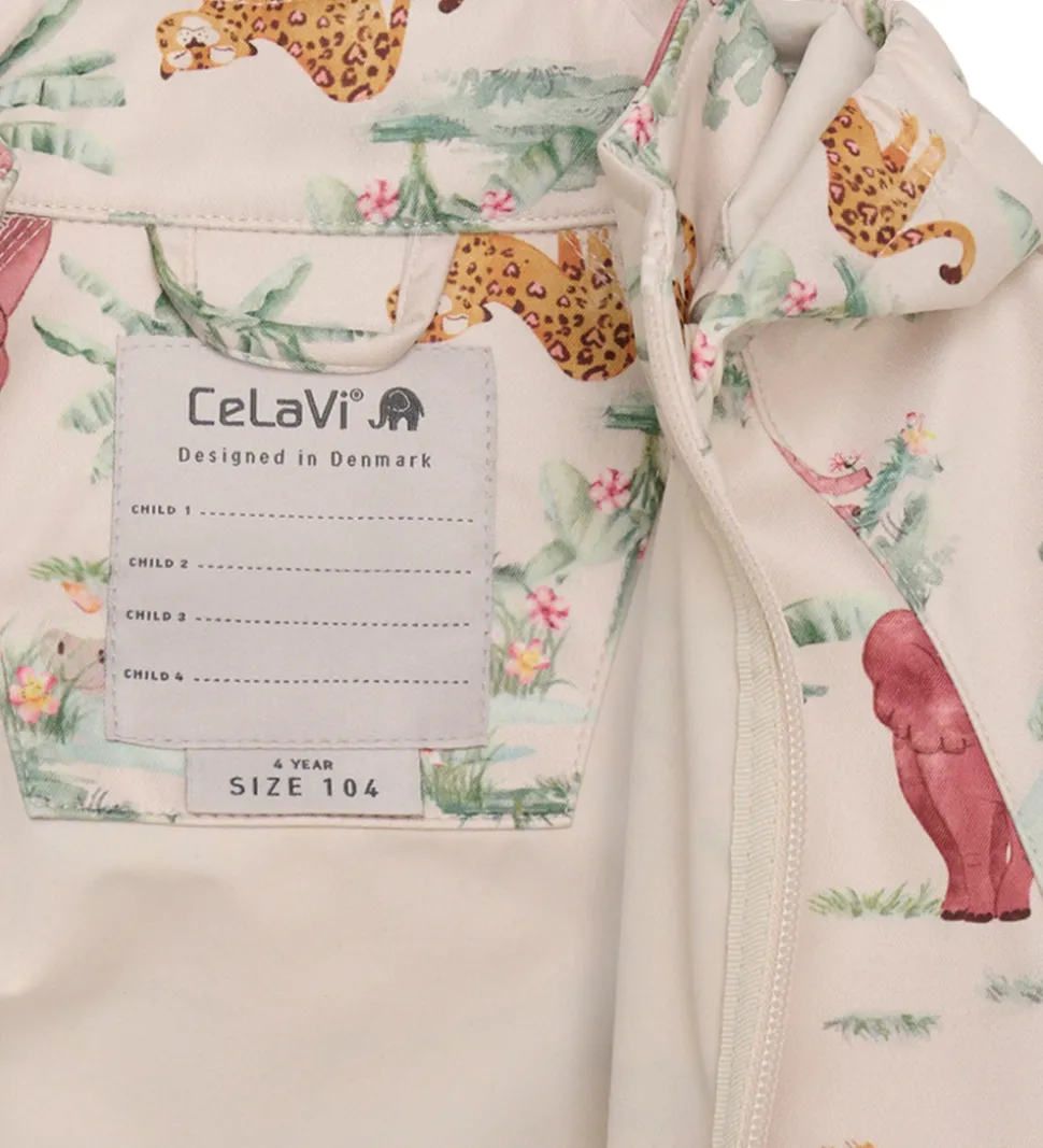 CeLaVi Softshelljakke - Brandied Apricot/Rosa m. Elefanter