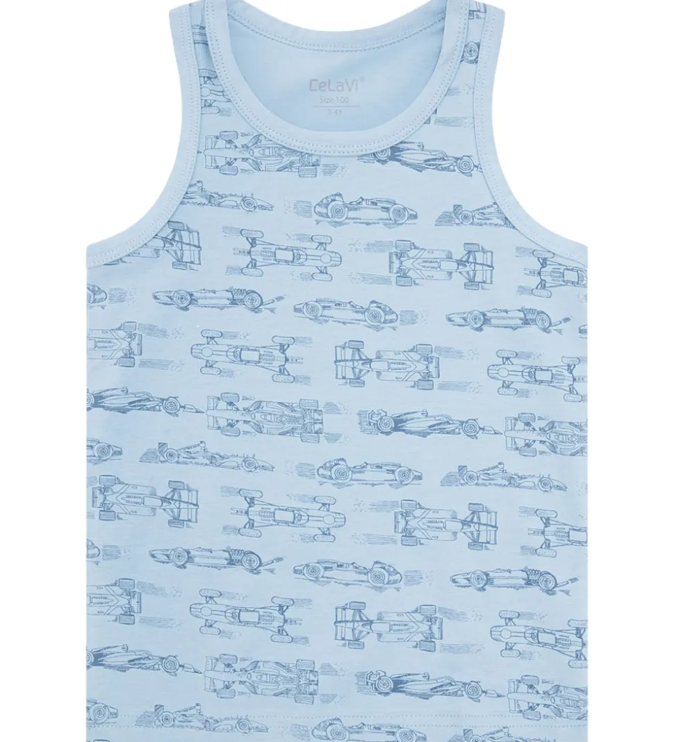CeLaVi Undertrøjer - 2-pak - Ashley Blue m. Racerbiler
