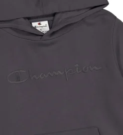 Champion Hættetrøje - Mørkegrå m. Logo