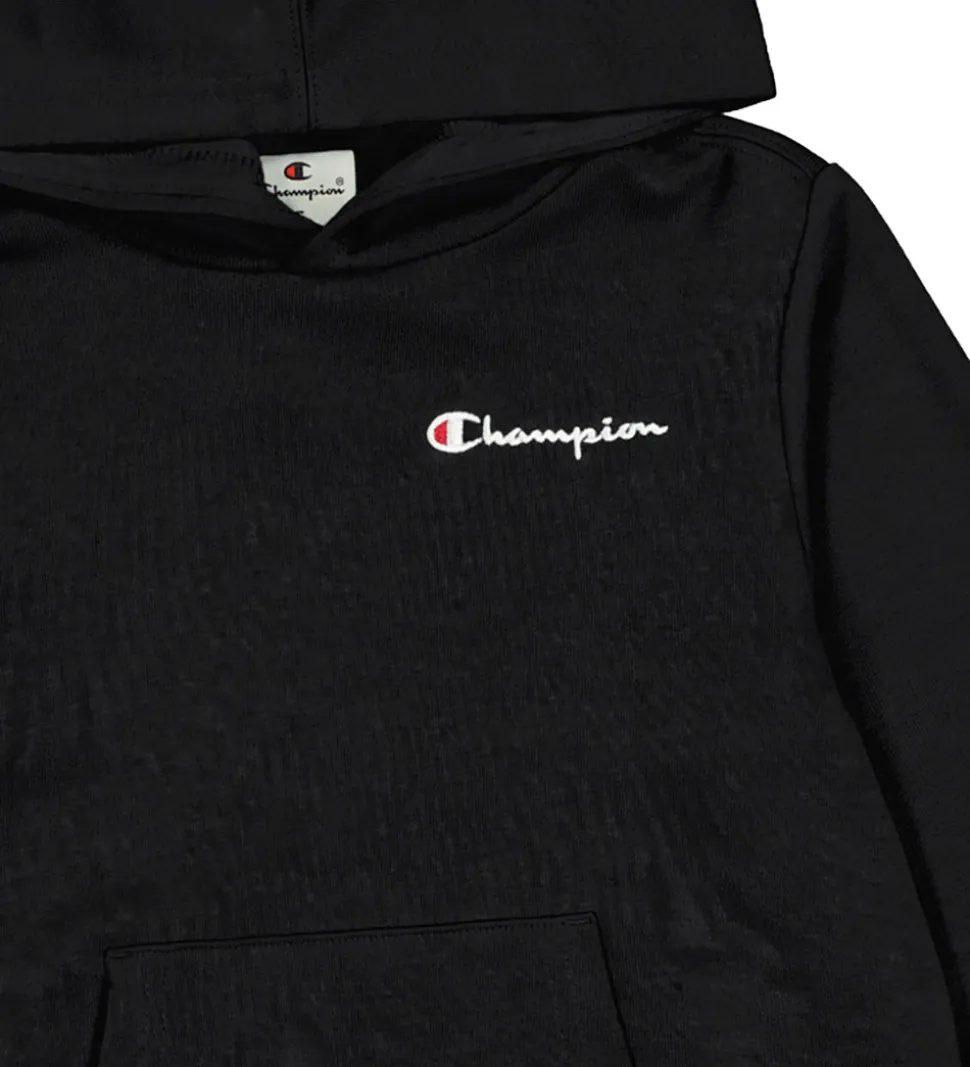 Champion Hættetrøje - Sort m. Logo