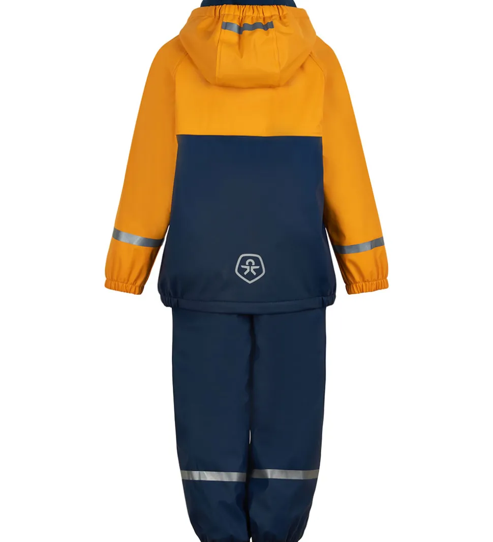 Color Kids Regntøj m. Seler/Fleece - PU - Cadmium Yellow/Navy