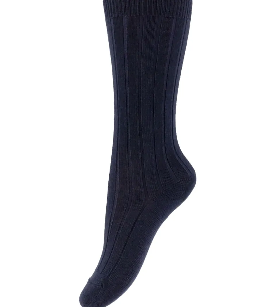 Condor Knæstrømper - Rib - Uld - Dark Blue