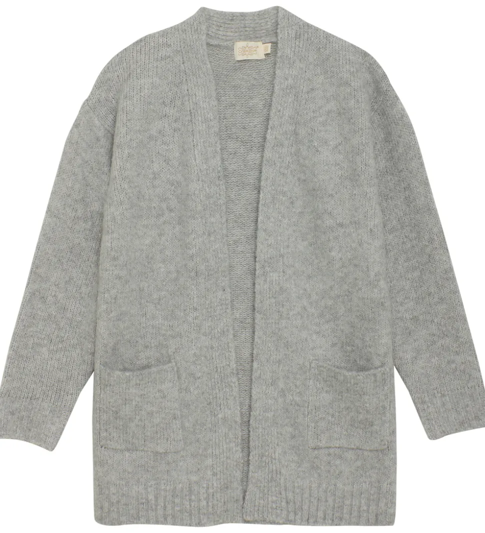 Creamie Cardigan - Strik - Lang - Light Grey Melange