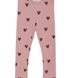 Creamie Leggings - Rib - Woodrose m. Hjerter