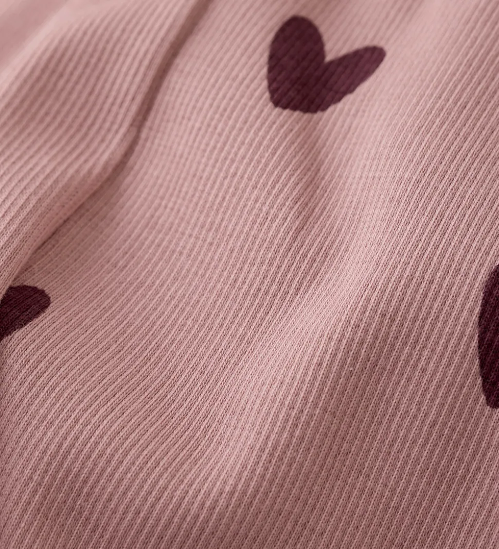 Creamie Leggings - Rib - Woodrose m. Hjerter