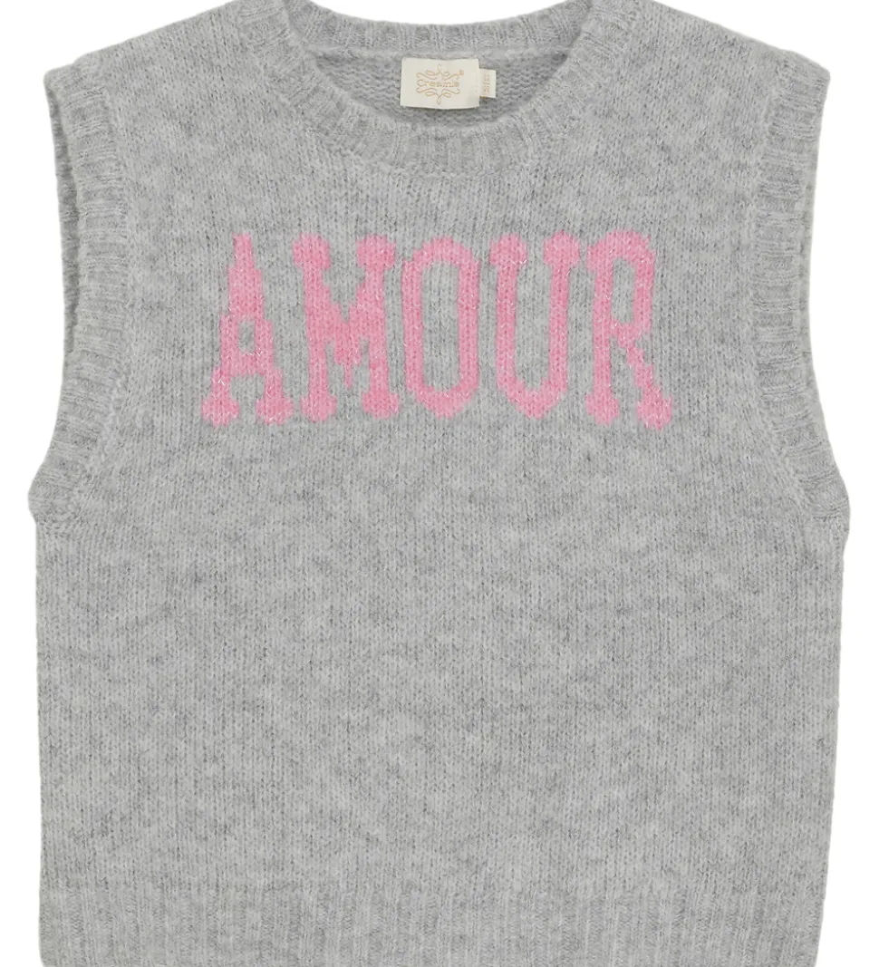 Creamie Vest - Strik - Slipover - Light Grey Melange