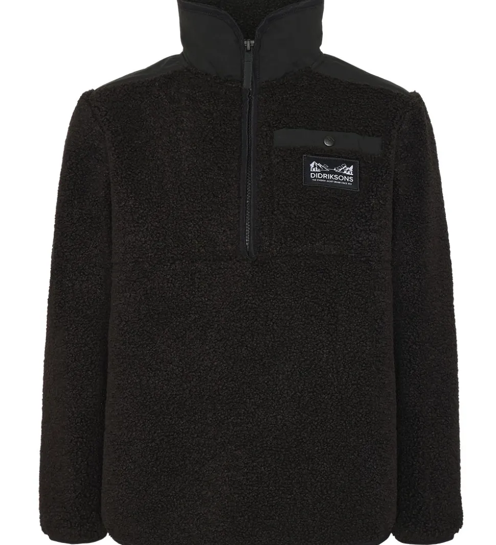 Didriksons Fleecejakke - Teddy - Exa Half Zip - Sort