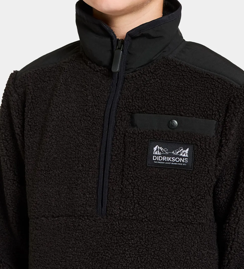 Didriksons Fleecejakke - Teddy - Exa Half Zip - Sort