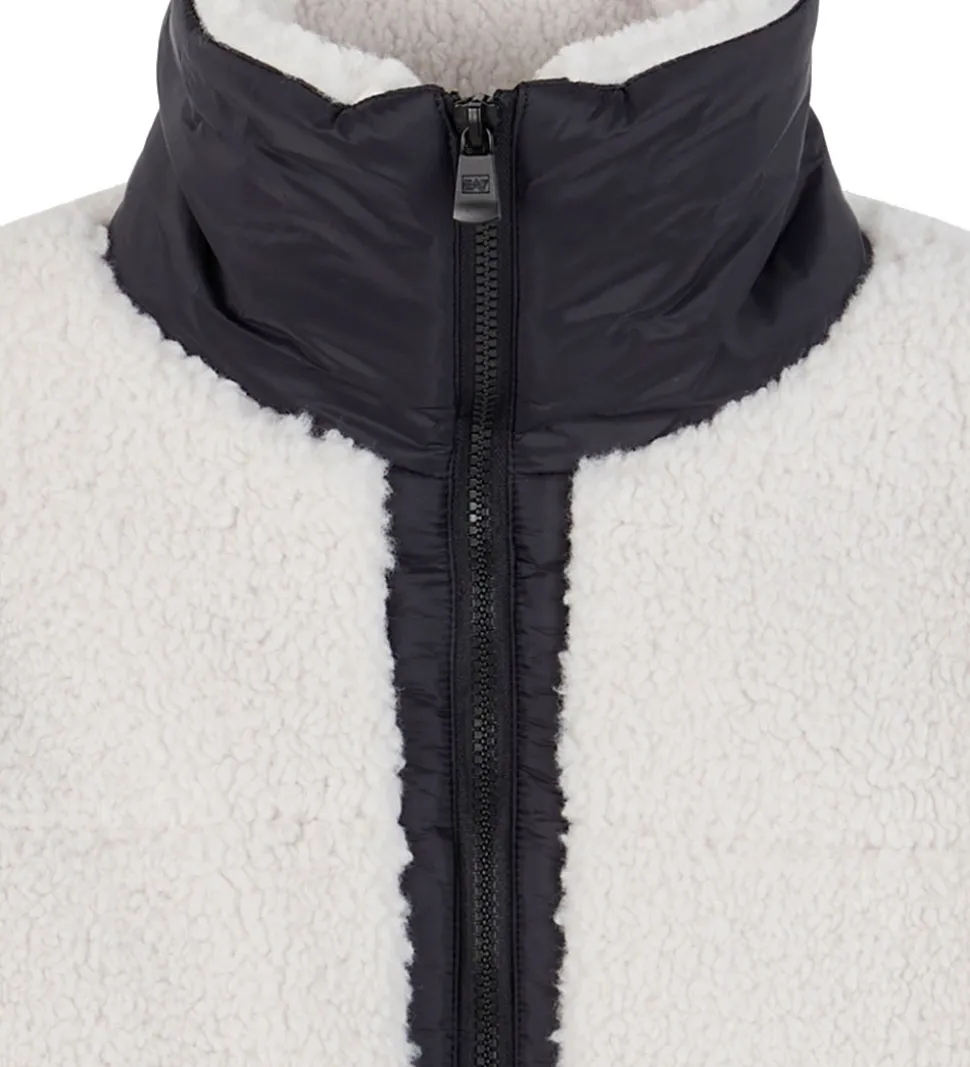 EA7 Fleecejakke - White Sand m. Sort