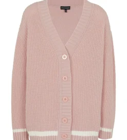 Emporio Armani Cardigan - Strik - Burnished Lilac m. Hvid