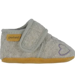 En Fant Hjemmesko - Uld - Grape Shake m. Hjerter