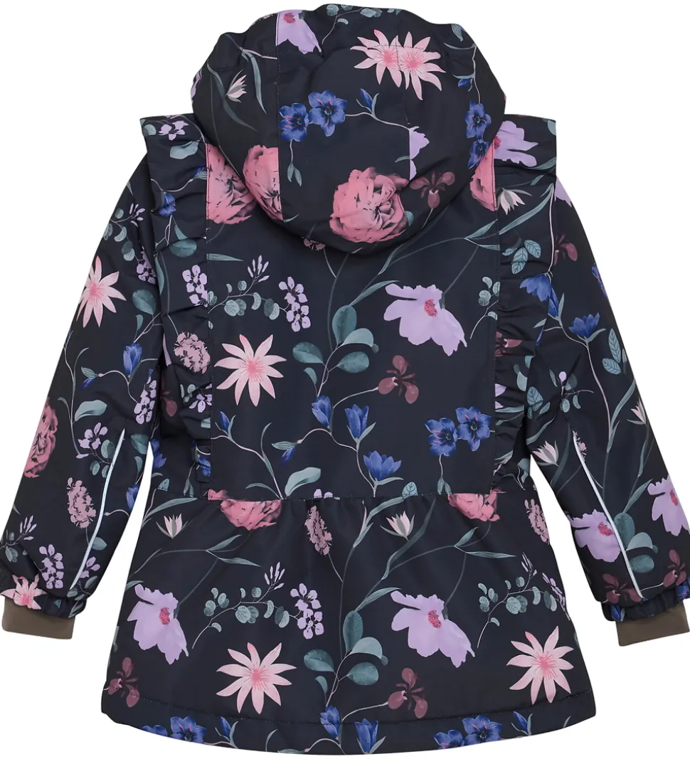 En Fant Vinterjakke - Ebony m. Blomster/Flæser