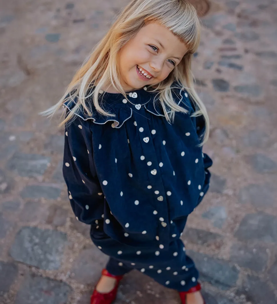 Fliink Skjorte - Fløjl - Dolly - Insignia Blue AOP