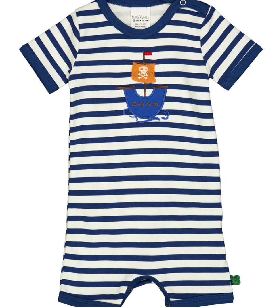 Freds World Sommerdragt - Stripe applique - Almond/ Navy