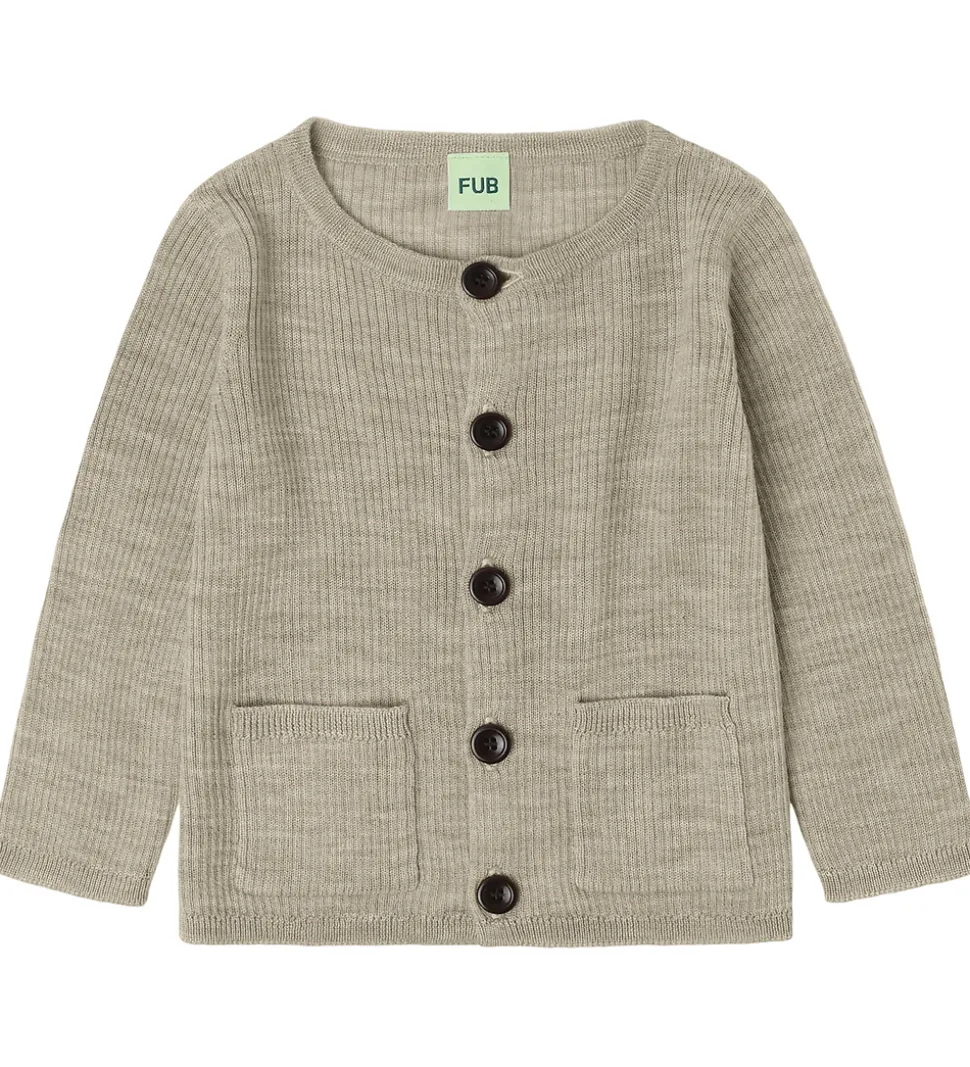 FUB Cardigan - Rib - Strik - Uld - Oat Melange