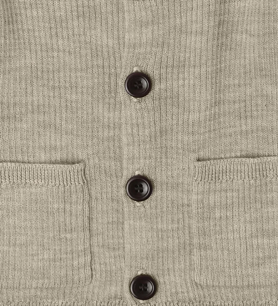 FUB Cardigan - Rib - Strik - Uld - Oat Melange