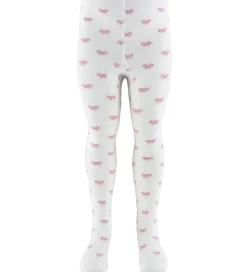 Fuzzies Strømpebukser - Hvid/Rosa m. Sløjfer