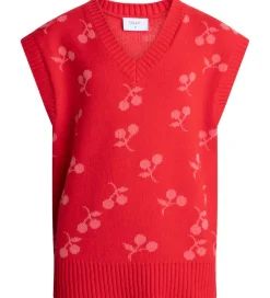 Grunt Vest - Strik - Aviana - Rød m. Kirsebær