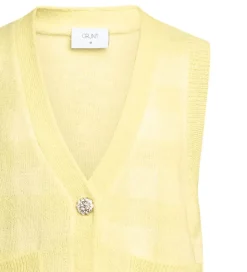 Grunt Vest - Strik - Mia - Gul m. Tern