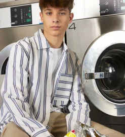 Hound Skjorte - Linen Blend - Deep Blue/Hvid