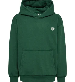 Hummel Hættetrøje - HmlJR - Mørkegrøn m. Logo