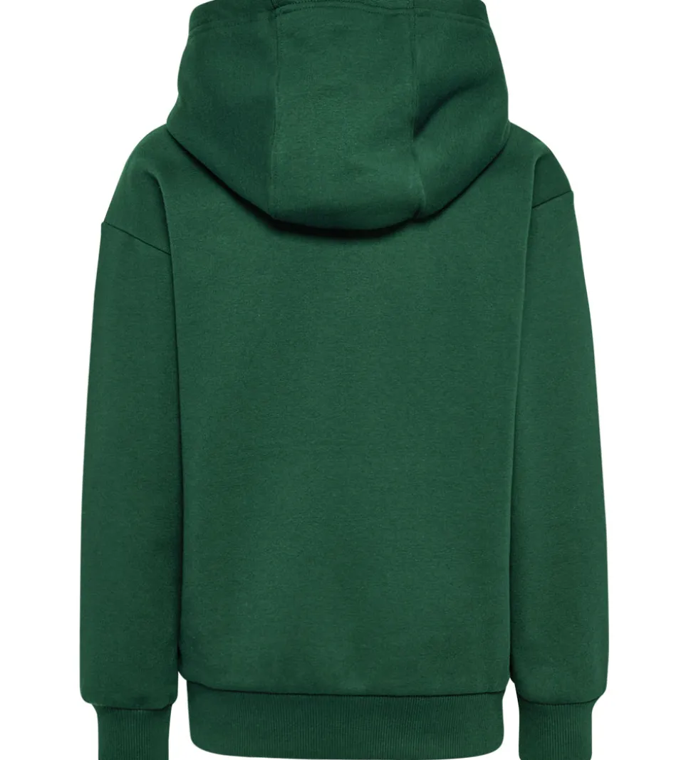 Hummel Hættetrøje - HmlJR - Mørkegrøn m. Logo