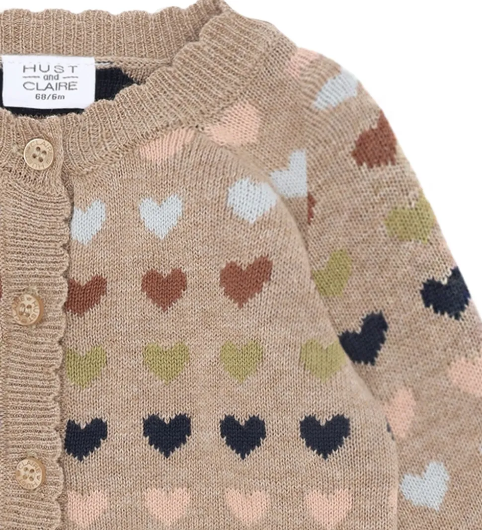 Hust and Claire Cardigan - HCCilja - Biscuit m. Hjerter