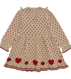 Hust and Claire Kjole - Strik - HCKarina - Biscuit/Rød m. Hjerte