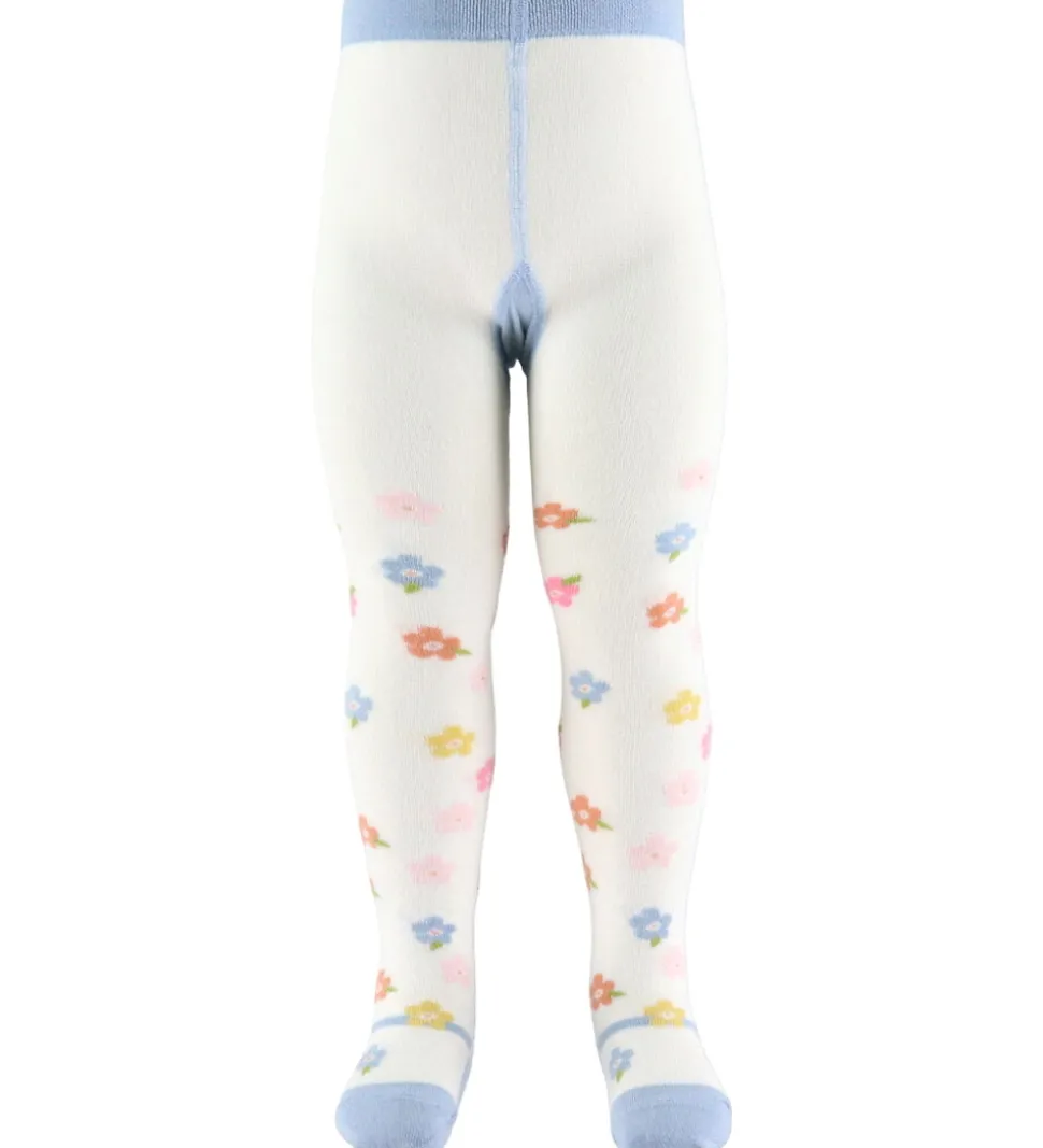 Hust and Claire Strømpebukser - HCFrankie - Ivory m. Blomster