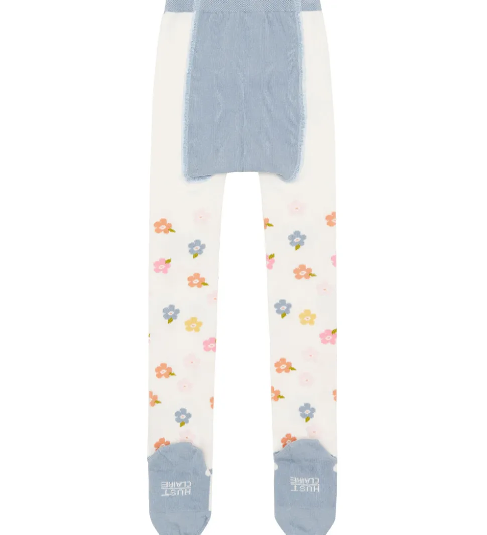 Hust and Claire Strømpebukser - HCFrankie - Ivory m. Blomster