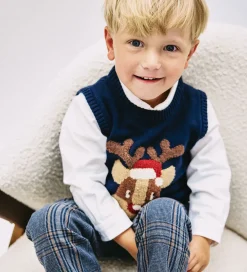 Hust and Claire Vest - Strik - HCPrinco Reindeer - More Navy