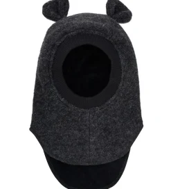 Huttelihut Elefanthue - Uld - 2-lags - Dark Grey Melange m. Ører