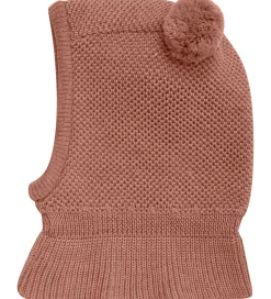 Huttelihut Elefanthue - Uld - Strik - 2-lags - Burlwood m. Kvast