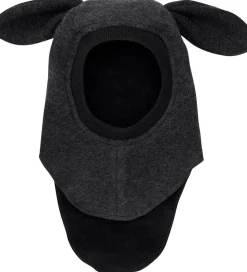 Huttelihut Elefanthue - Uld - 2-lags - Mørkegråmeleret m. Ører