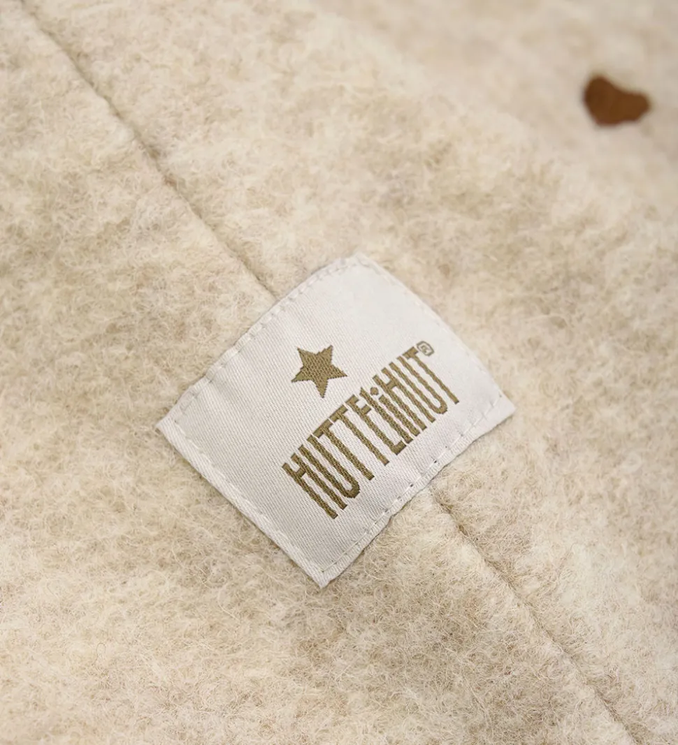 Huttelihut Elefanthue - Uld - 2-lags - Sand Melange m. Hjerter