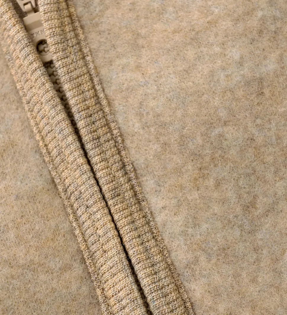 Huttelihut Fleccejakke - Uldfleece - Camel Melange m. Ører