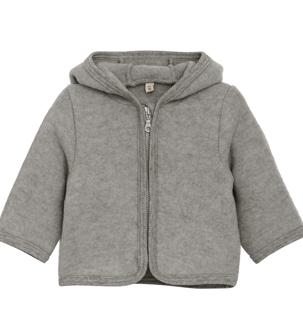 Huttelihut Fleecejakke - Uldfleece - Medium Grey Melange m. Ører